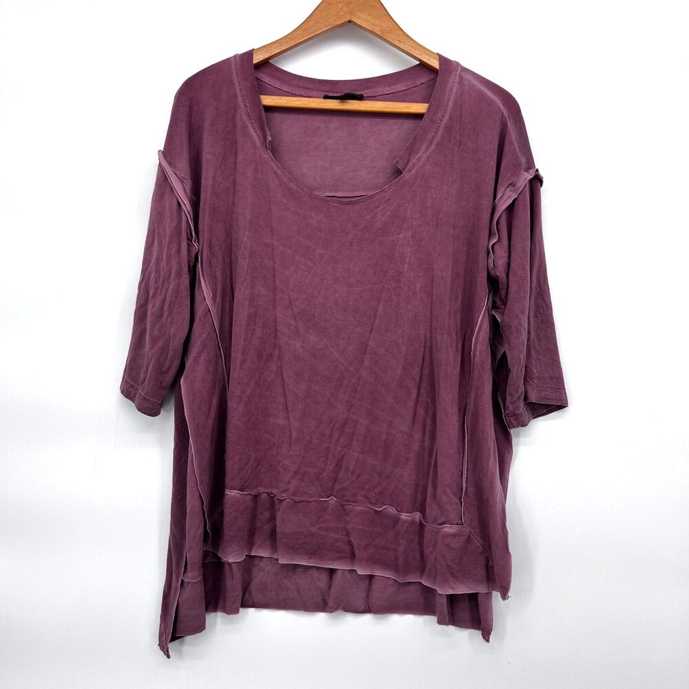 POL Stonewash 1/2 Sleeve Split Sides Boho Edgy Better Together‎ Top Size Small